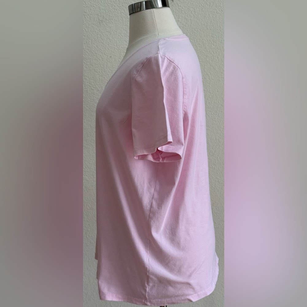 Woman Within Light Pink V-Neck Short Sleeve Tee - Picture 2 of 9